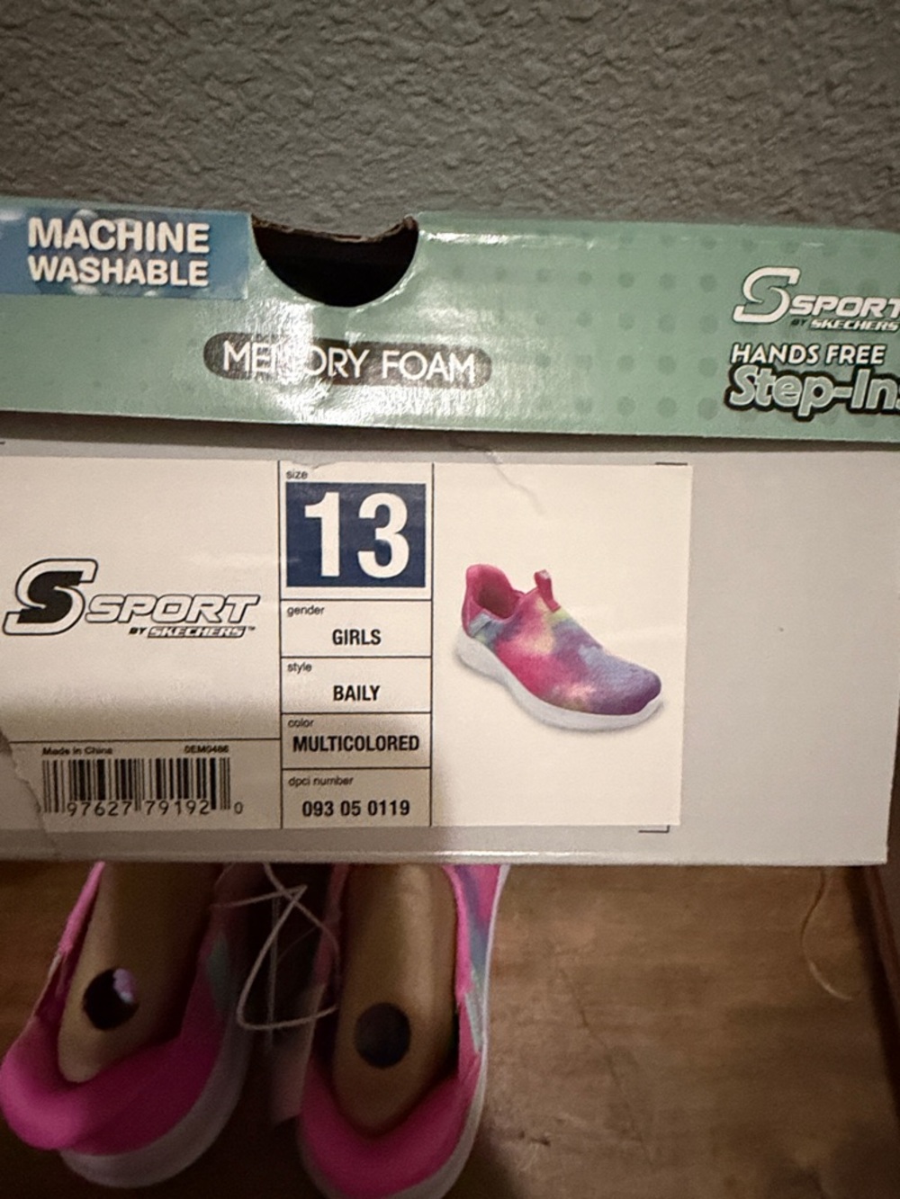 Skechers Kids Slip-On Sneakers - Pink Multi Tie-Dye size 13 NEW IN BOX - Picture 8 of 8